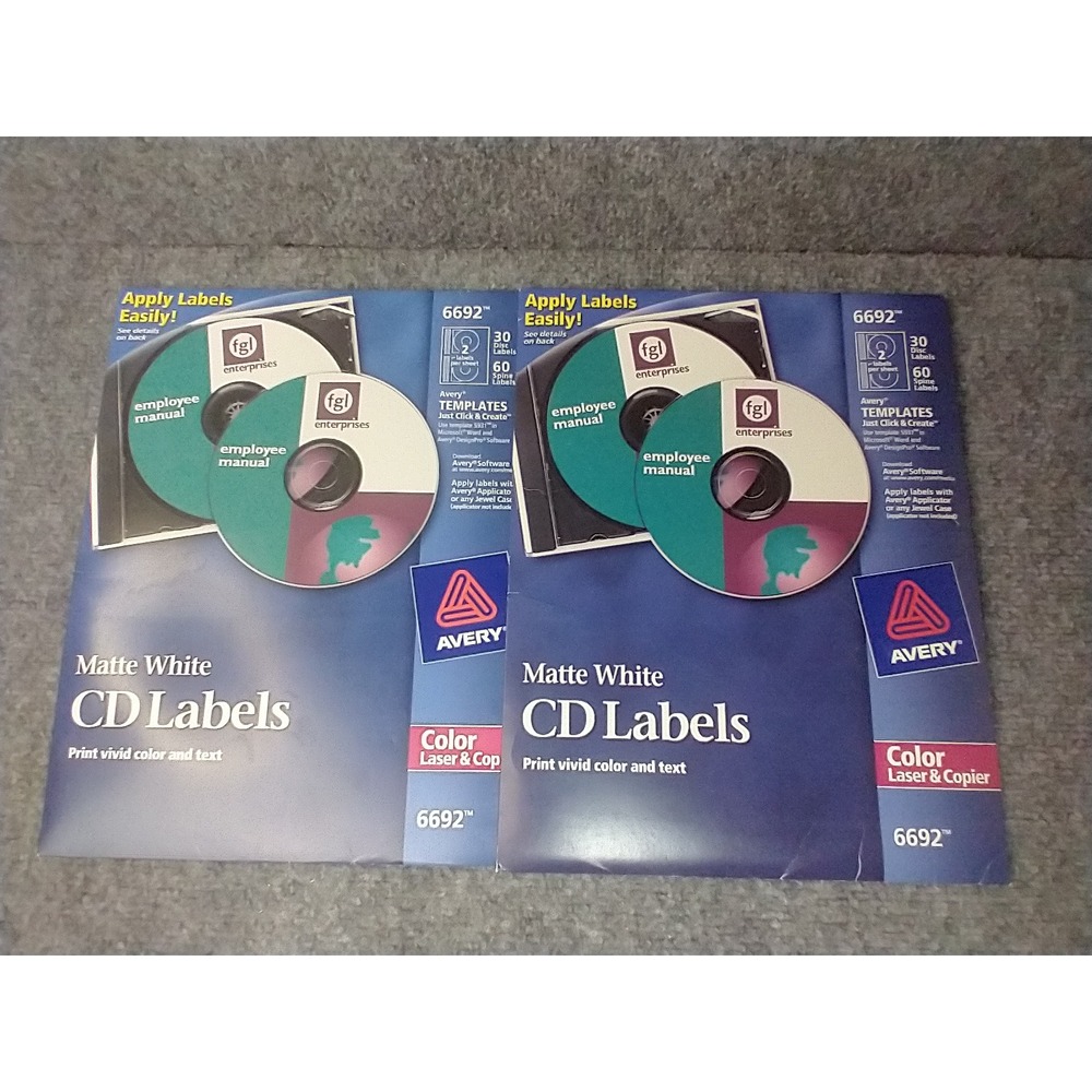 Avery 6692 Matte White CD Labels Color Laser Copier 46 Disc 92 Spine Label